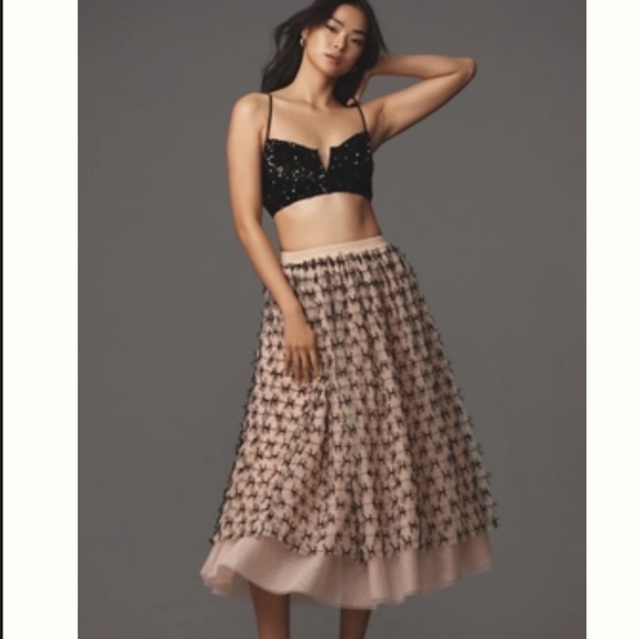 MAEVE ALL-OVER BOW TULLE MIDI SKIRT - Picture 1 of 2